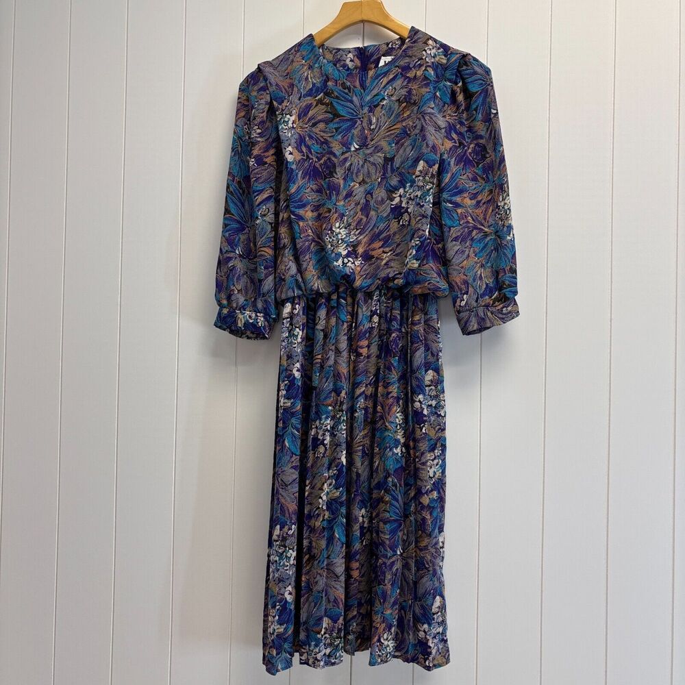 Vintage VLP Petites Women Secretary Librarian Dress Size 10P Abstract Pleated‎